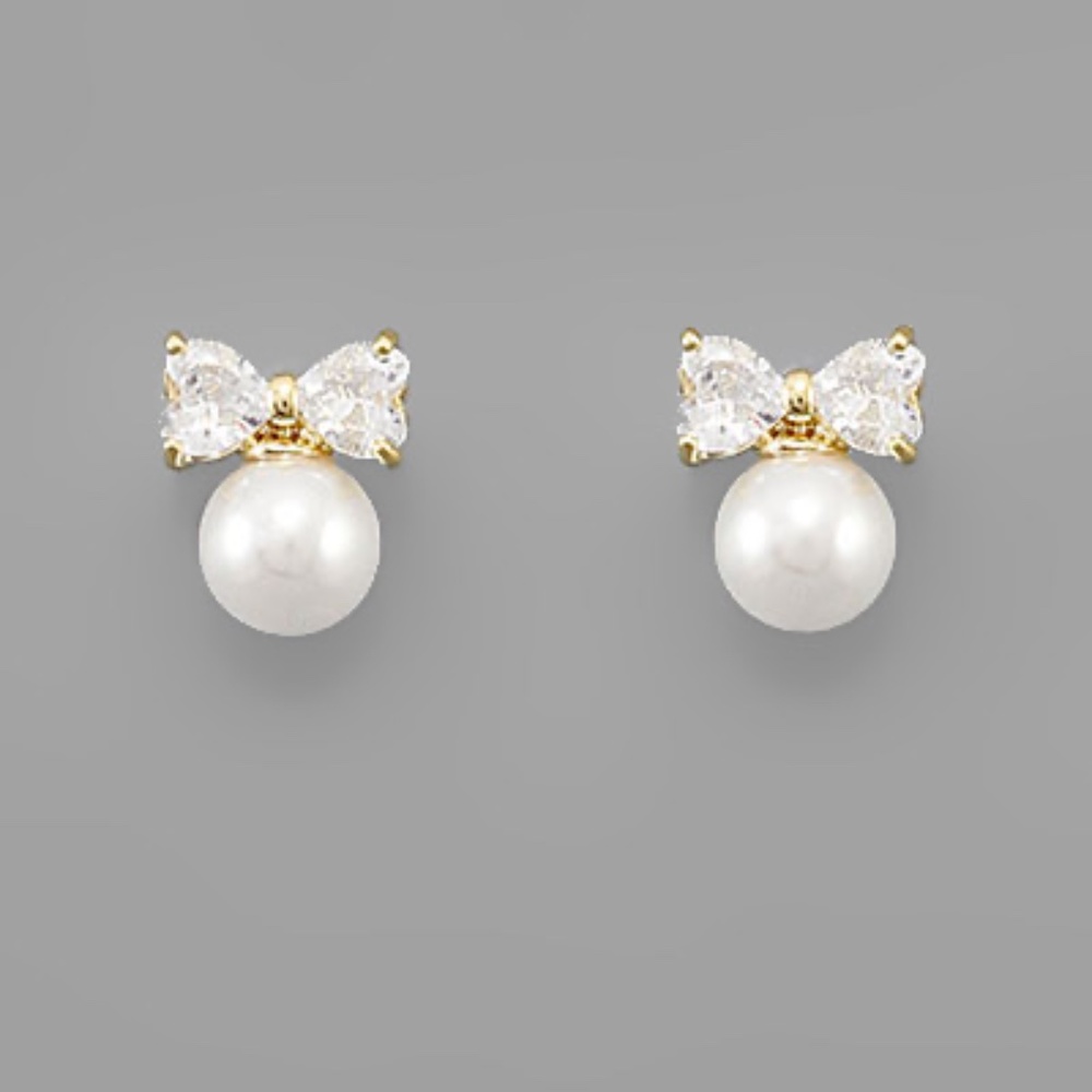 Pearl & Crystal Ribbon Earrings